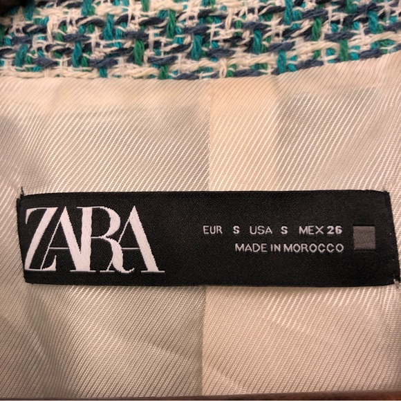 ZARA teal tweed blazer - Picture 6 of 7